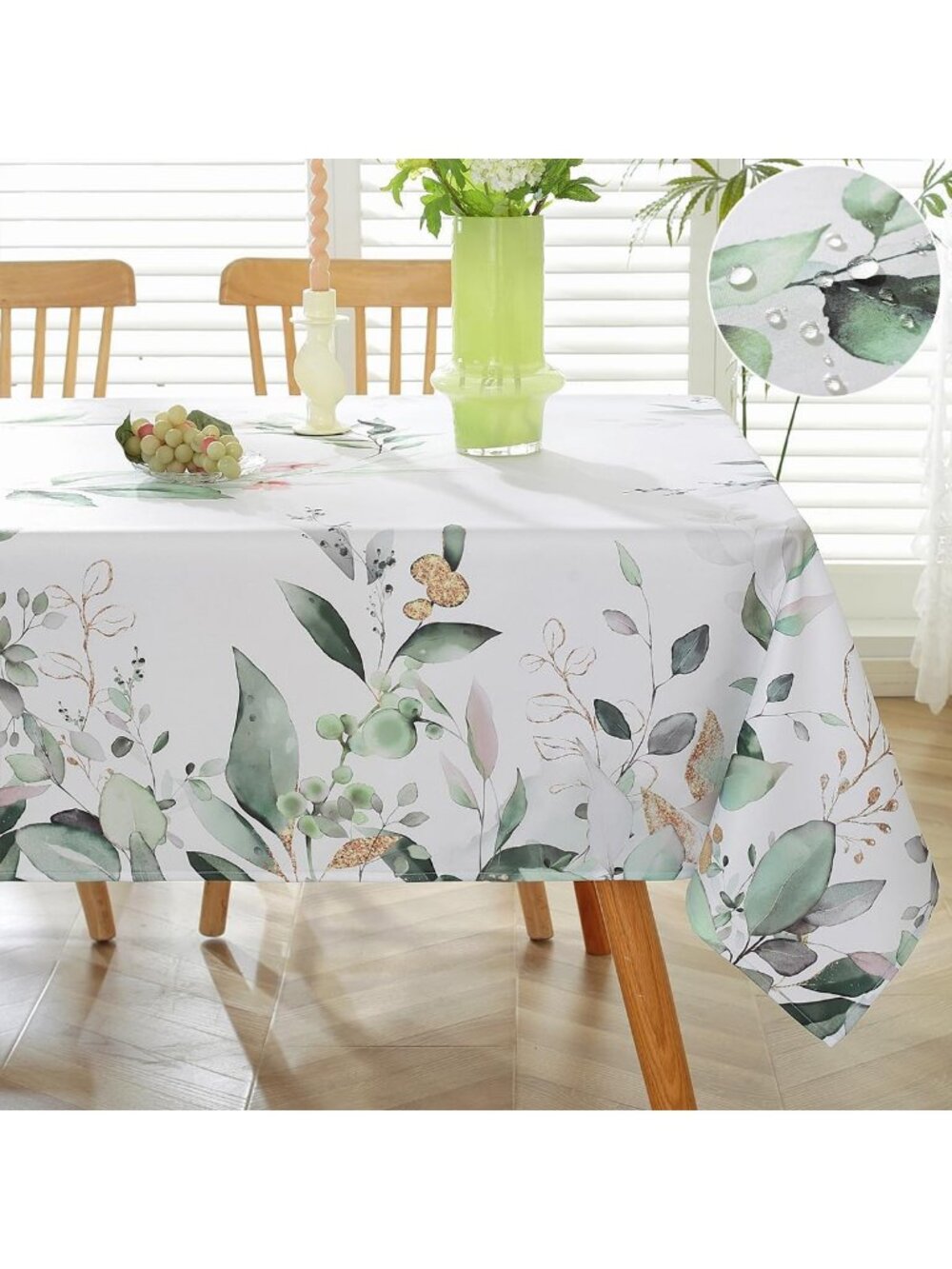 Eucalyptus Leaf Rectangle Tablecloth 60x84 Inch for Spring/Summer Decor